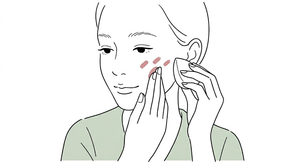 クリームチークの基本は「置く・ぼかす・離れて見る」